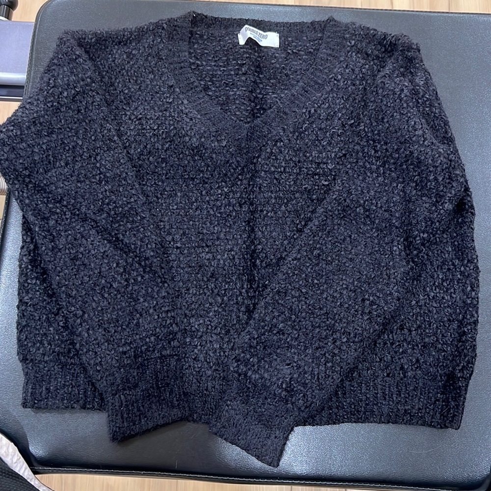 Black Vneck crop sweater